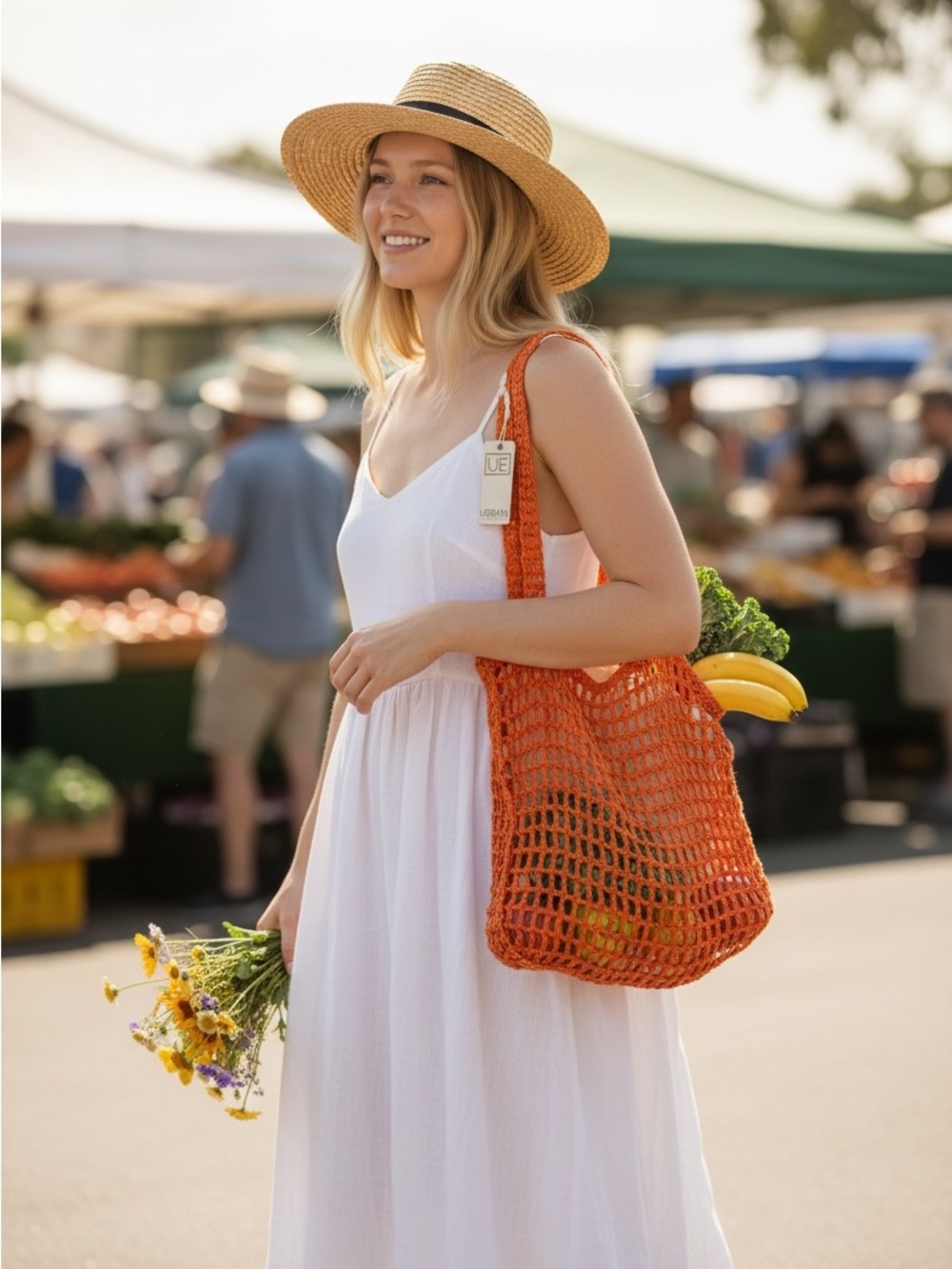 Urban Expressions Bright Orange Crochet Tote Bag